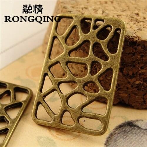 RONGQING 15*24MM 100pcs/lot rectangle Hollow frame Pendants Necklaces Handmade Fashion Jewelry Charms DIY