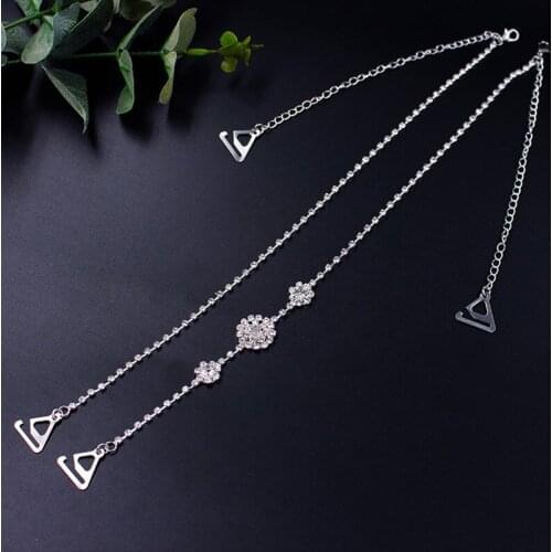 Luxury Women Adjustable Bra Holder Anti Skid Strap Round Rhinestone Crystal Shoulder Chain Sexy Fashion Wedding Bridal Jewelry