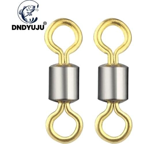 DNDYUJU 30pcs Size6#-12# Fishing Connector Two colors 8 word Ball Bearing Swivel Solid Rings Fishing Gear Accessories