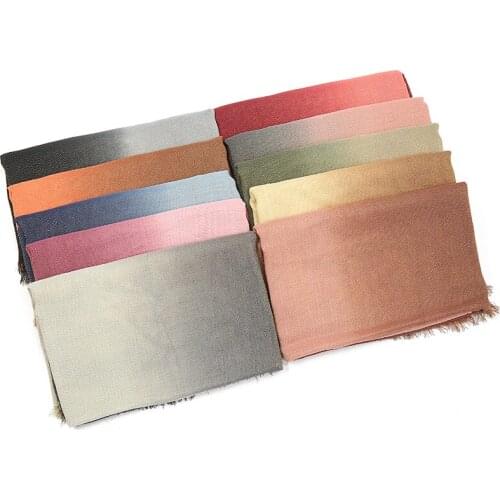 Gold Glitter Ombre Lurex Cotton Scarf Women Muslim Hijab Gradient Shawl Head Wraps Islamic Muffler Bandana NEW 2021