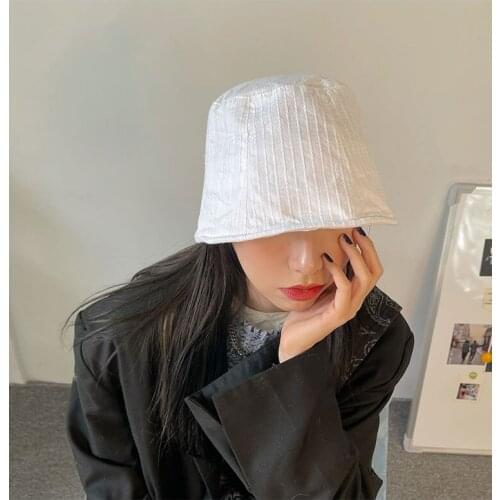 Vertical Stripe Sense Temperament Straight Tube Fisherman Hat Lady Summer Clown Thin Basin Hat Designer Bucket Hat