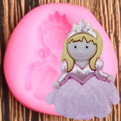 3D Girl Princess Silicone Mold Cupcake Topper Fondant Molds Baby Birthday Party Cake Decorating Tools Chocolate Gumpaste Mould