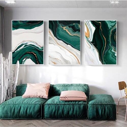 Modern Abstract Gold foil lines Green Canvas Art Paintings For Living Room Bedroom s And Prints Wall Home Decor