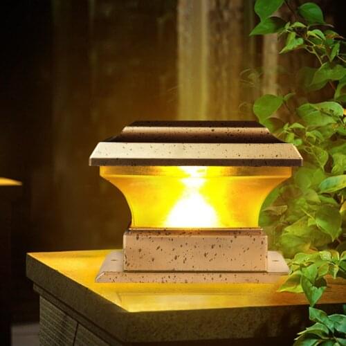 Solar Power Fence Post Lights Waterproof Outdoor Garden Landscape Yard Pillar Lamp Warm Light