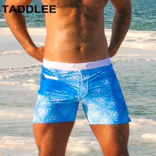 Taddlee Brand Swimwear Men Swim Boxer Briefs Trunks Sexy Swimsuits with Pocket Board Shorts Square Cut Swimming Bikini Bathing