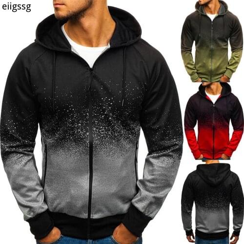 Mens Casual Hoodies Men 3D Digital Printing Hooded Sweatshirt Coat Mens Hip-Hop ZIP Hoody Sportswear Tracksuit Male Streetwear