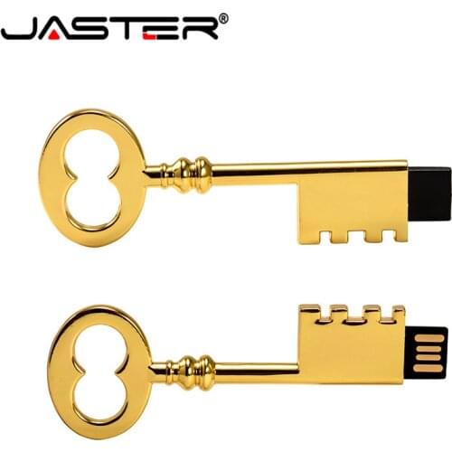 JASTER creative gold key USB 2.0 USB Flash Drive pendrive 4GB 8GB 16GB 32GB 64GB memory stick gift usb stick