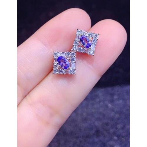 Vintage Charm 100% Natural and real Tanzanite Earring 925 sterling silver Fine jewelry