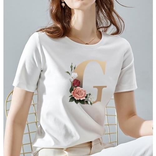 Women Letter T Shirts Summer Female O-neck Casual Short Sleeve Tops Tee Comfortable Soft Cloth Basis White for Woman Clothing