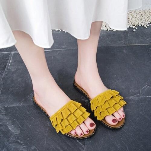 Women Suede Leather Slippers 2021 Summer Sandals Shoes Boho Beach Outdoor Foot Wear Casual Slides Shoes Girls Slippers