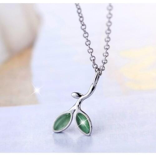 JIANERY Bohemian Vintage Silver Color Leaf Necklaces For Women Charm Choker Necklace Boho Opal Jewelry