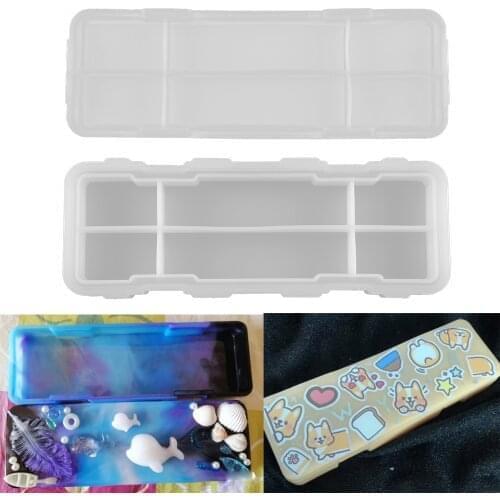 1 Set Clear Pen Box Decoration Epoxy Resin Molds For Pencil Storage Boxes Stationery Crafts Silicone Mold DIY Jewelry Making