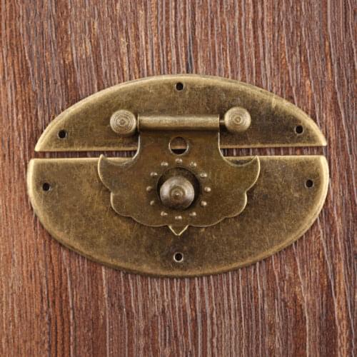 1set Antique Bronze Oval Latch Flower Hasp w/nails 63*42mm Jewelry Chest Box Buckle Clip Clasp Decor Old Chinese Iron Hardware