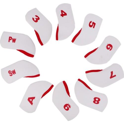 10pcs/Set Neoprene Golf Club Headcover Wedge Iron Cover Sleeve, 3,4,5,6,7,8,9,Pw,A,Sw