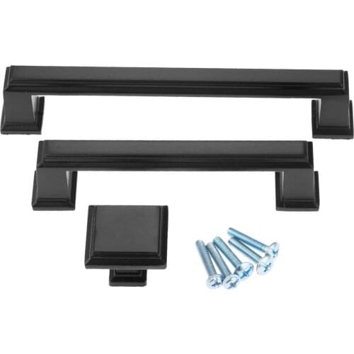 1x Black Furniture Handles Cabinet Knobs and Handles Wardrobe Door Pulls Kitchen Cupboard Handle Furniture Hardware 96/128mm