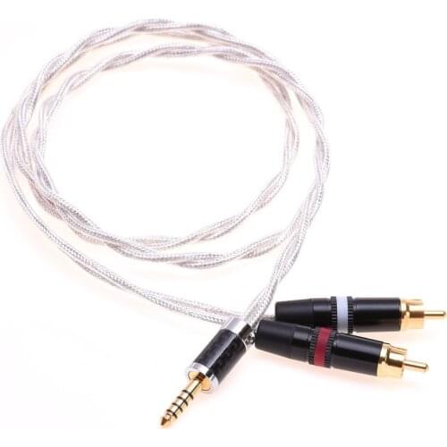 4.4MM Male to RCA Male Audio Extension Clear Silver Plated Shield Cable Compatible for iFi Sony NW-WM1Z 1A MDR-Z1R TA-ZH PHA-2