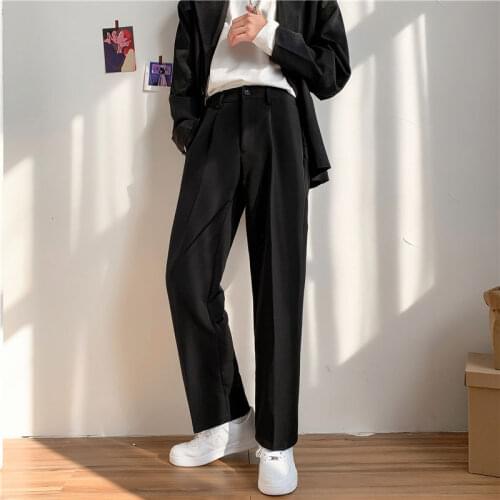 Spring Autumn Suit Pants Men Korean Fashion Loose Business Casual Suit Pants Men Harajuku Streetwear Straight Leg Pants Men