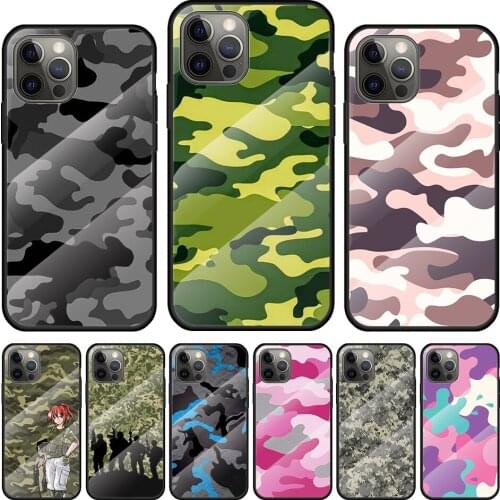 Camouflage Art Tempered Glass Cover For Apple IPhone 12 Mini 11 Pro XS MAX XR X 8 7 6S 6 Plus Phone Case Coque