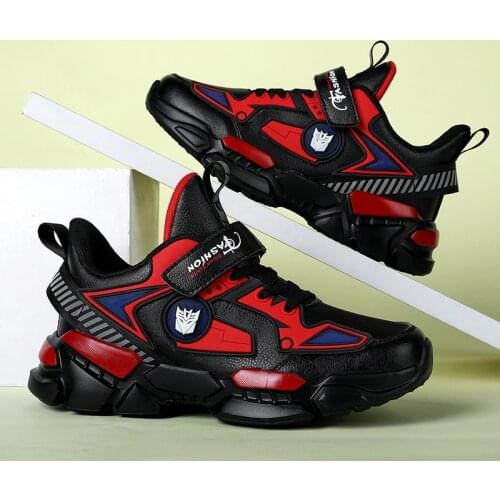 Child Shoes Cartoon Pattern Waterproof Leather Sneakers Kid Running Shoes Comfortable Athletic Leisure Footwear Boys Sport Shoe