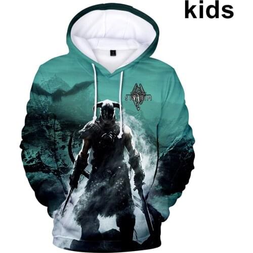 2 To 14 Years Kids Hoodie 3D The Elder Scrolls V Skyrim Hoodies Sweatshirt Boys Girls Fashion Jacket Coat Children Clothes