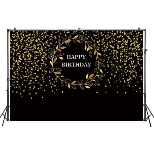 Photography Backdrops Birthday Party Banner Gold Black Sparky Glitter Desserts Table Photo Background For Studio PhotocallW4597