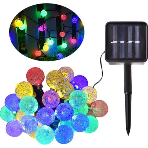 Solar String Lights 20ft 30 LED Crystal Ball Waterproof Outdoor Light Solar Powered Lamp for Garden Party Christmas Decoration