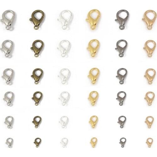 Hot Sale 10/12/14/16/18/21mm Alloy Metal Lobster Clasps Hooks Bracelet End Connectors For Jewelry Making DIY Necklace Buckle