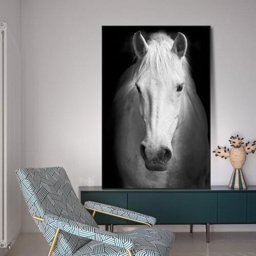 White Horse Head Canvas Art Paintings On the Wall Art Posters And Prints Animals Nordic Art Canvas Pictures For Living Room