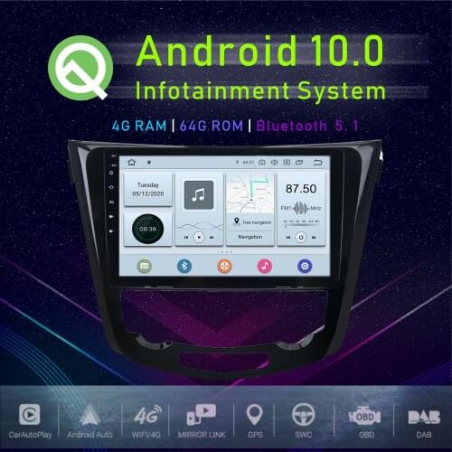 JSTMAX 10.2" Android 10.0 Car GPS Player For Nissan X-Trail Qashqail 2014 -2017 Multimedia Radio Player