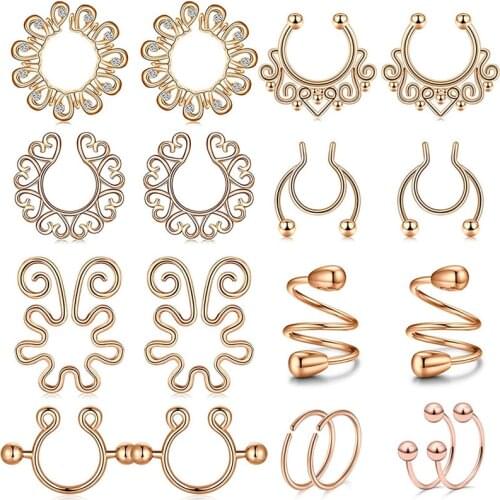 Nipple Rings Non Piercing Nipplerings for Women Fake Nipplerings Piercings Stainless Steel Hearts Crystal Floral Clip