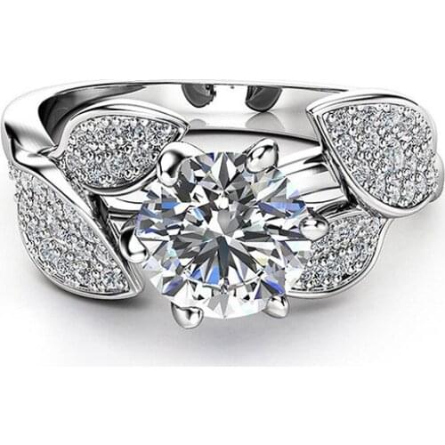 Creative Leaves Rings For Women Female Wedding Crystal Ring Jewelry Fashion Ladies Party Jewelry Girls Gifts