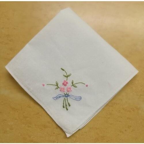 Set of 32 Fashion Childrens Handkerchief Baby Hankies Children' s Handkerchiefs Towel Cotton Color embroidery Floral 10x10-inch