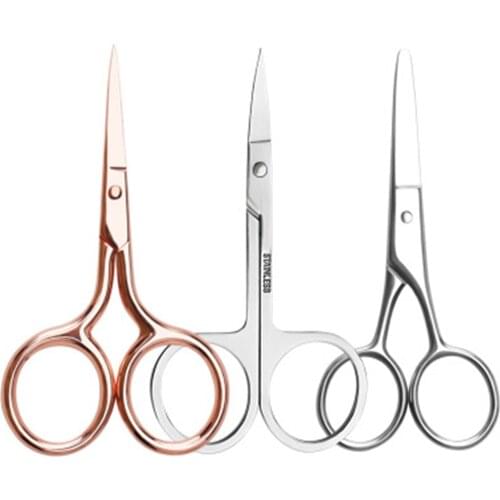 Nose Hair Scissors Small Stainless Steel Straight Tip Scissor Facial Trimming Makeup Beauty Tool For Eyebrows Nose Beard