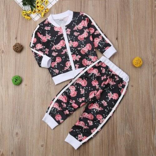 2PCS Fashion Girl Suit 2Y-7Y Casual Sportswear Kids Baby Girl Clothes Infant shirt Tops Pant Outfit Tracksuit