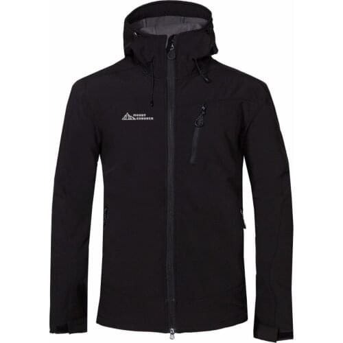 MOUNT CONQUER Men Hiking Softshell Fleece Jacket Windproof Water Repellent Camping Riding Climbing Male Autumn Coat