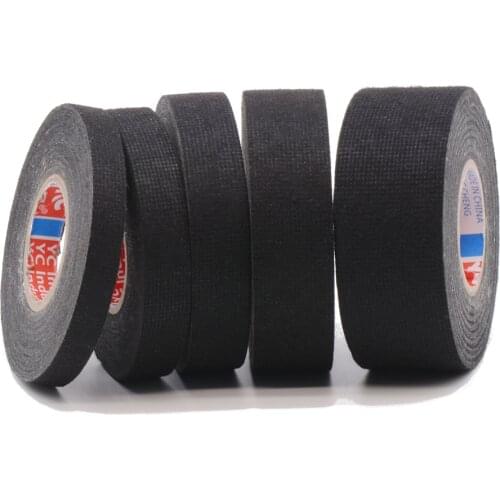 15 Meters New Tesa Type Coroplast Adhesive Cloth Industrial Tape for Cable Harness Wiring Loom Width 9/15/19/25/32mm Black