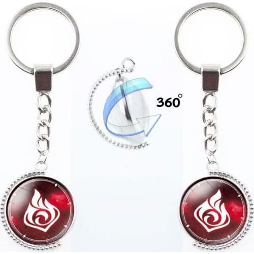 New Anime Game Glass Alloy Keychain Genshin Impact Venti Paimon Player Diluc Klee Man Luminous Gemstone Pendant Childrens Gifts