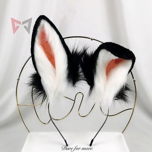 New Hand Made Folded Black Rabbit Ears Hair Hoop KC Beast Headband Head Wear For Cosplay Party Game Costume Accessories