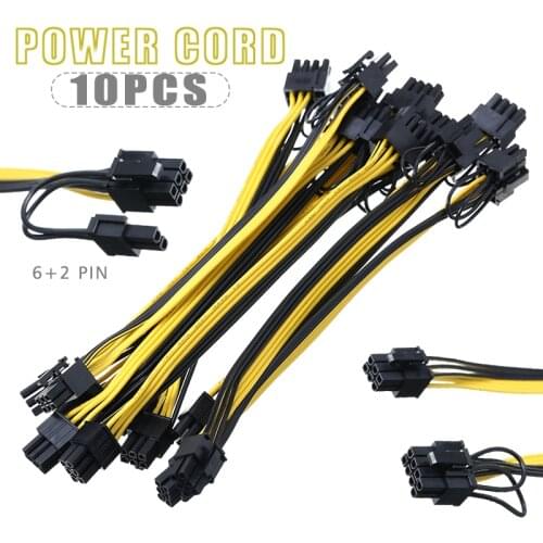 New Arrival 20cm 6-Pin to Dual 8-Pin(6+2-Pin) Power Cable 18AWG Graphics Card Power Supply Cord PCI-E Adapter