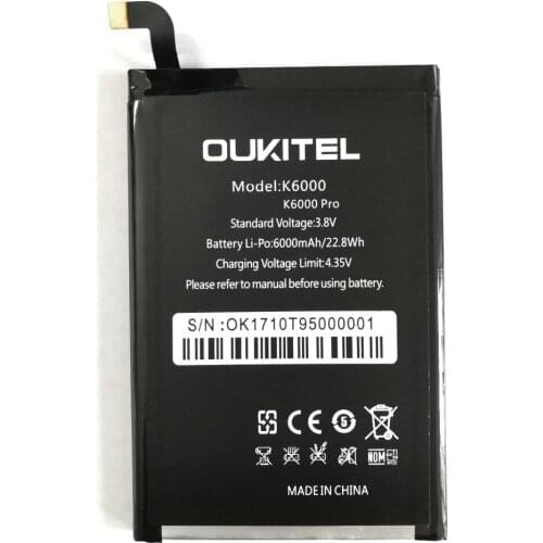 New 6000mAh Powerful K6000 Replacement Battery For Oukitel K6000 K 6000 / DOOGEE T6 Bateria Baterij Mobile Phone Batteries