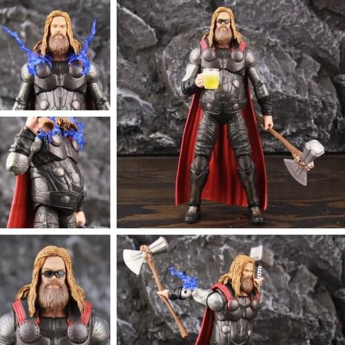 Custom Marvel Legends Avengers Endgame Fat Thor 6" Action Figure Accessory Mjollnir Hammer StormBreake Axe Glasses Toys Doll