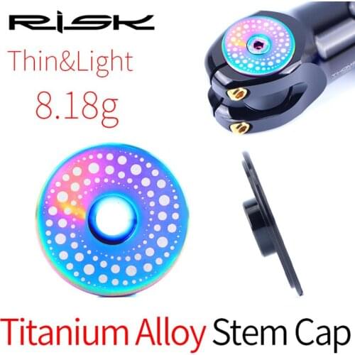 RISK Titanium Alloy Bike Headset Cap with M6x30mm Bicycle Headset Stem Fixing Bolts Screws Waterproof Pad Cycling Stem Top Cap