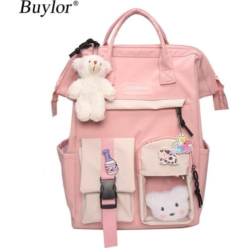 Buylor Women Backpack Waterproof Candy Colors Female Backpack Fancy Large Capacity Student School Bags Girl Cute Travel Rucksack