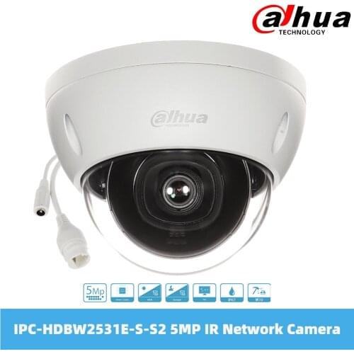Dahua IPC-HDBW2531E-S-S2 5MP Lite IR Fixed-Focal Dome Network Camera 2.8mm Lens IP66 IK10 PoE Power Supply