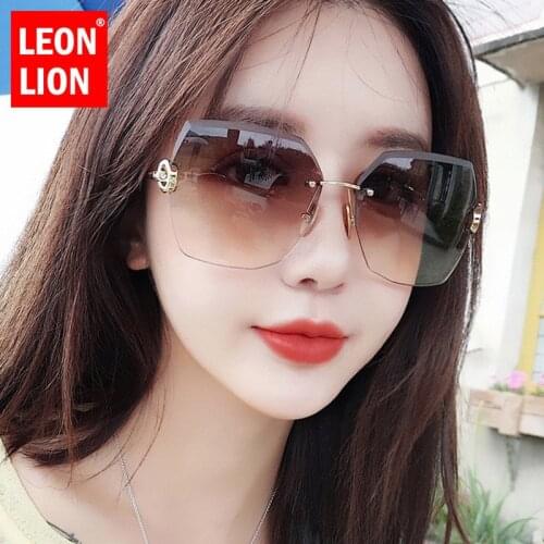 LeonLion 2021 Sunglasses Women Rimless Women Sun Glasses Luxury Brand Designer Sunglasses Women Frameless Metal Gafas De Mujer