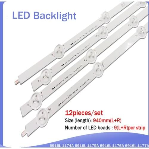 12 Pieces/set NEW 47" LG 47LN5400-CN 47LA620V LED strip 6916L-1174A 6916L-1175A 6916L-1176A 6916L-1177A,(3*R1,3*R2,3*L1,3*L2)