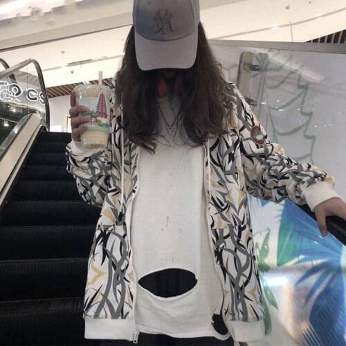 Street Hip Hop Cardigan Jacket Oversized Hoodie Womens Hooded Thin Sweater Female Ins Hip-hop Loose Bf Couple Women Clothing