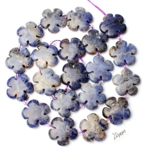 High Quality 20mm Natural Blue Color Sodalite Stone Coin Flowers Shape Loose Beads Strand 20Pcs Jewelry Accessory w1323
