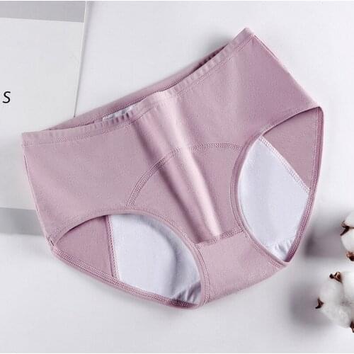 Women Plus size Panties Pure Cotton 3PCS/LOT Physiological Underwear Side Leakage Briefs