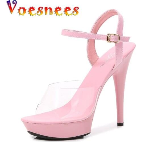 Voesnees New Womens Shoes Sandals 2021 New Summer Fashion 13CM Red Sexy High Heels Model Walking Party Pole Dancing Shoe Woman